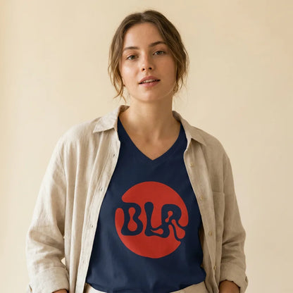 BLR tee styled with an open overshirt